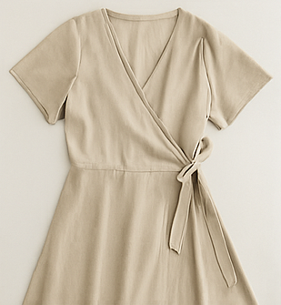 Flatlay wrap dress for pear shaped body